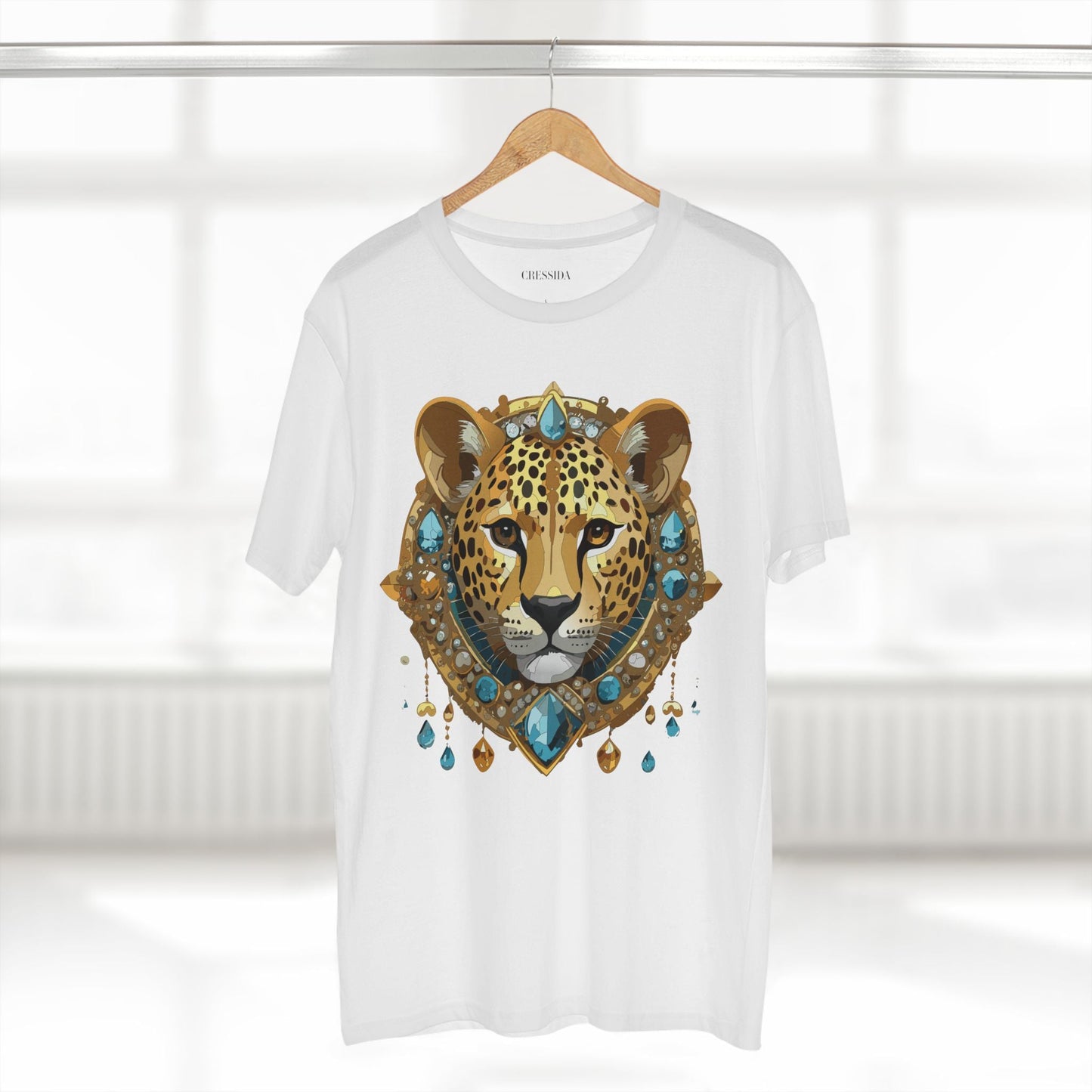 Cheetah Graphic Unisex 100 Cotton Tee With Unique Animal Golden Medallion Art Design 44