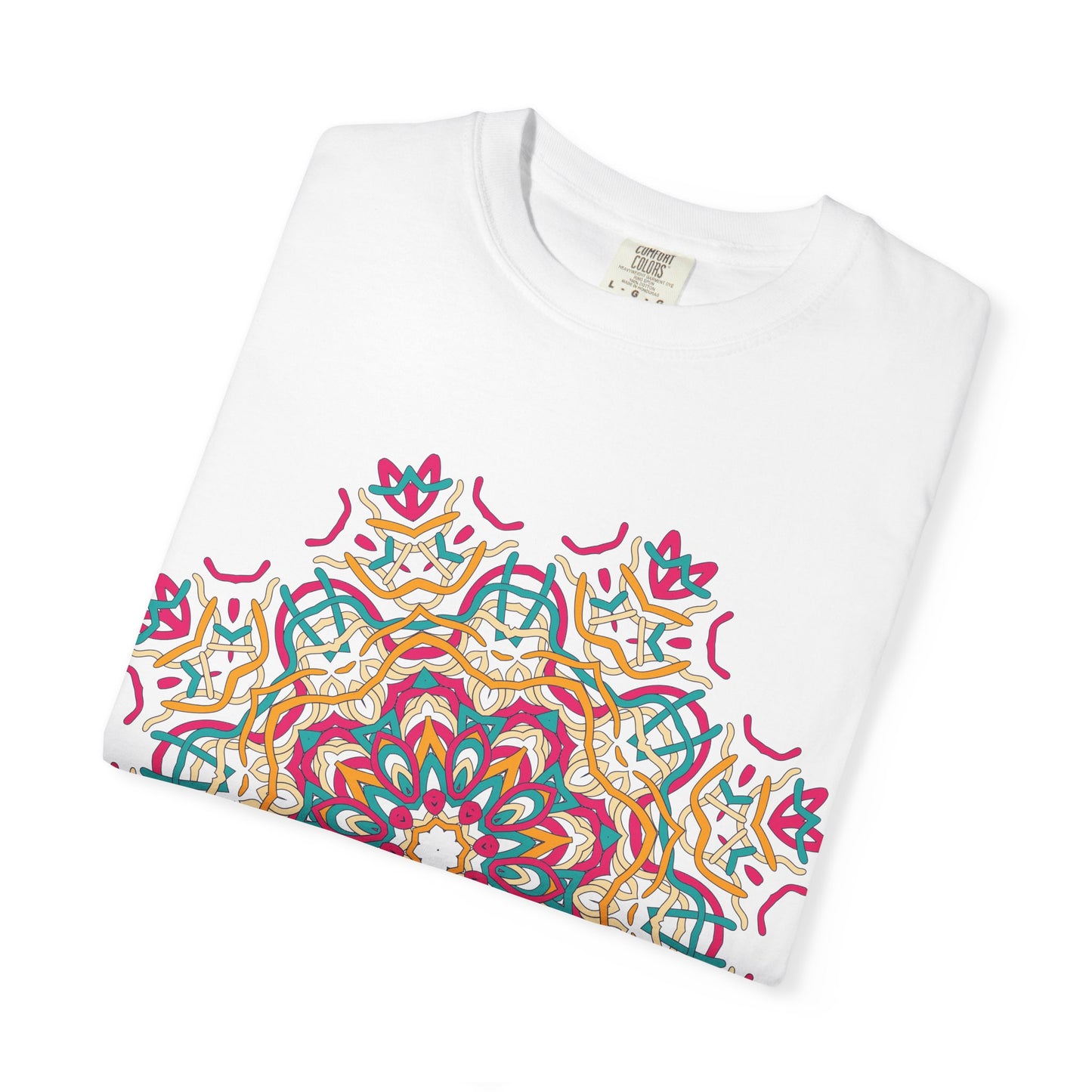 Unisex Garment Dyed Cotton T-Shirt with Mandala Graphic Design