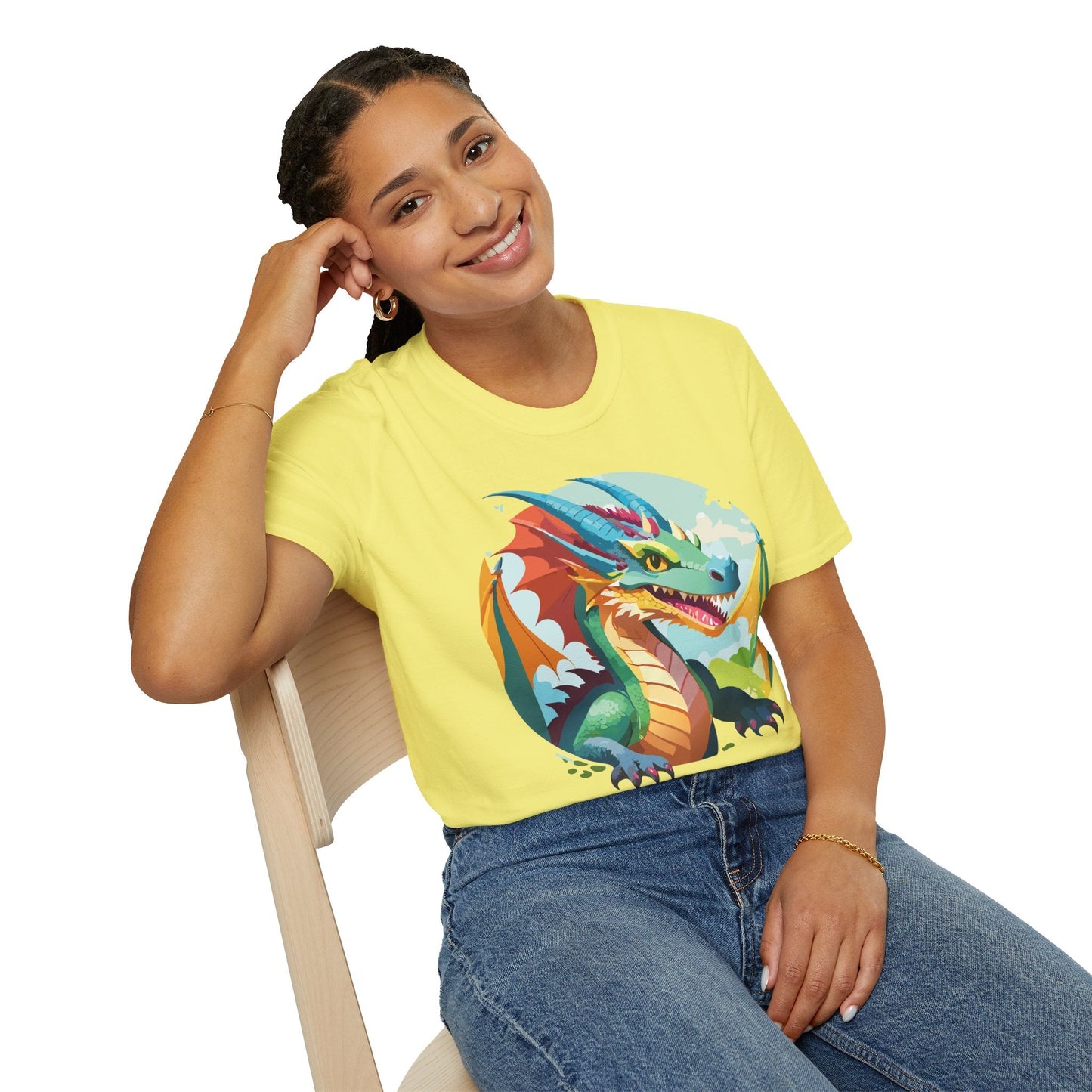 Unisex Dragon Graphic Tee By Gildan Softstyle 64000 Short Sleeve Cotton Tee Art Design