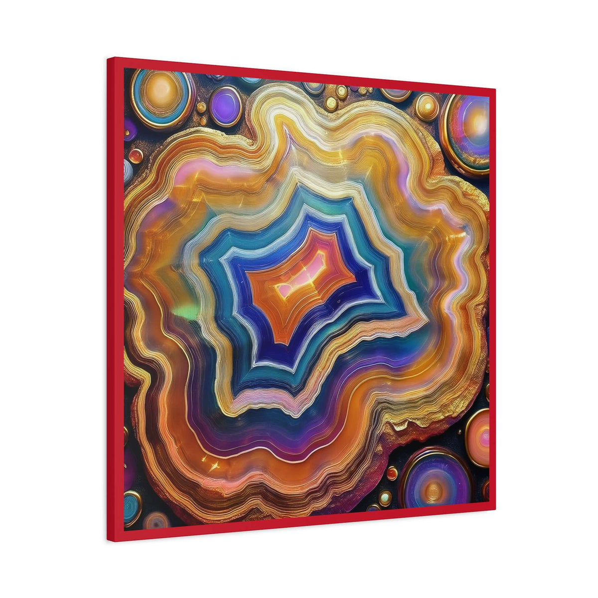 Agate Stone Graphic Print Canvas, Oil Paint Print 20x20, 24x24, 30x30, 32x32, 36x36 Canvas Pine-Wood Inner Frame MC-191