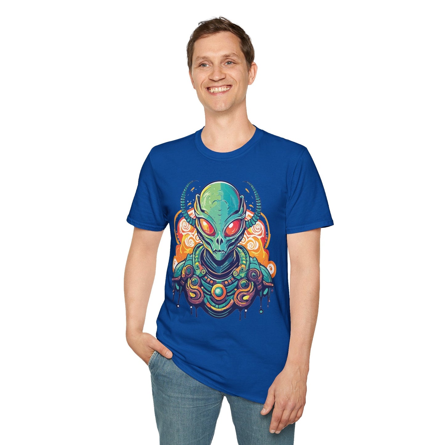 Alien Graphic Unisex Cotton Softstyle UFO Artwork Tee 15