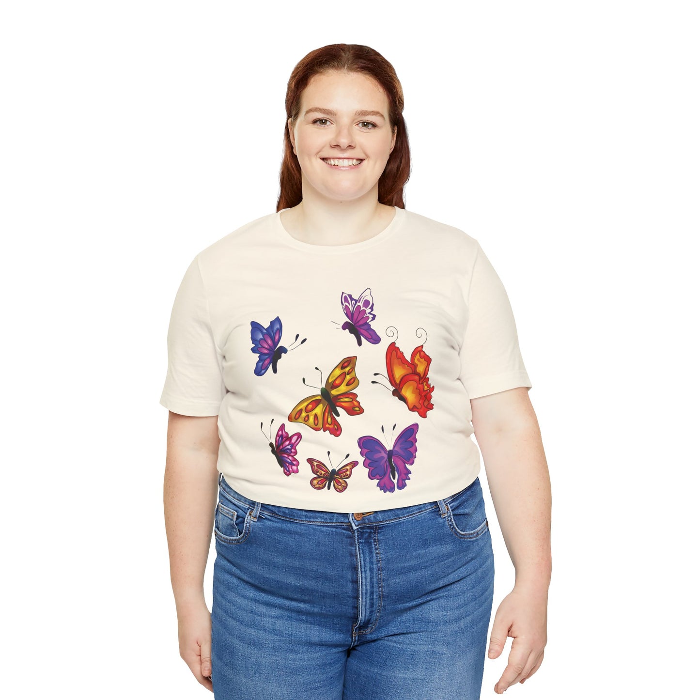 Cotton Tee Shirt with Butterfly Prints