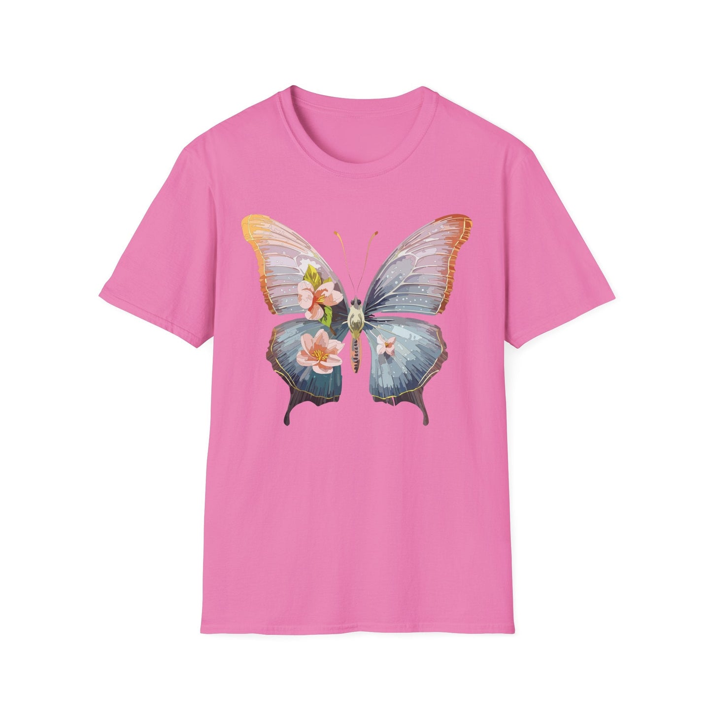 Butterfly Print T Shirt For Men Women Unisex Monarch Design Softstyle Cotton Tee