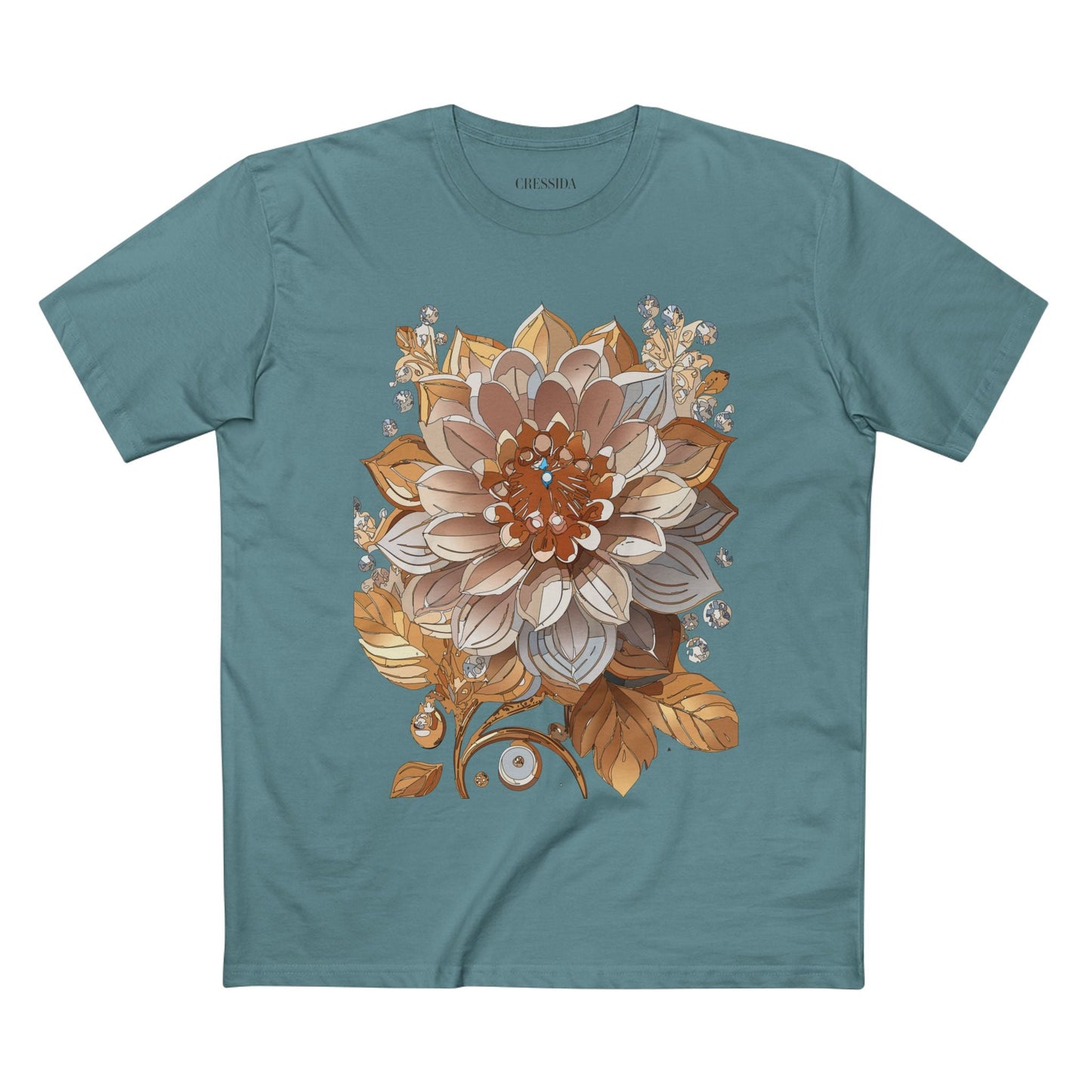 Floral Graphic T-Shirt Unisex 100 Cotton Art Design with Antique Flowers Tee 1