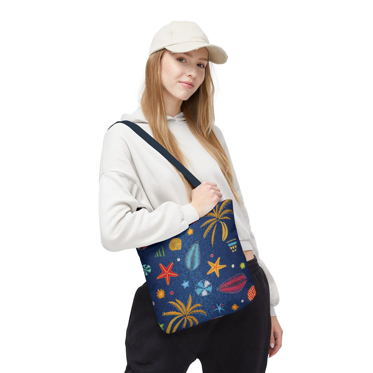 Denim Fabric Imitation Print Unisex Canvas Bag Poly Spun 3 Sizes Tote Bag 182-12