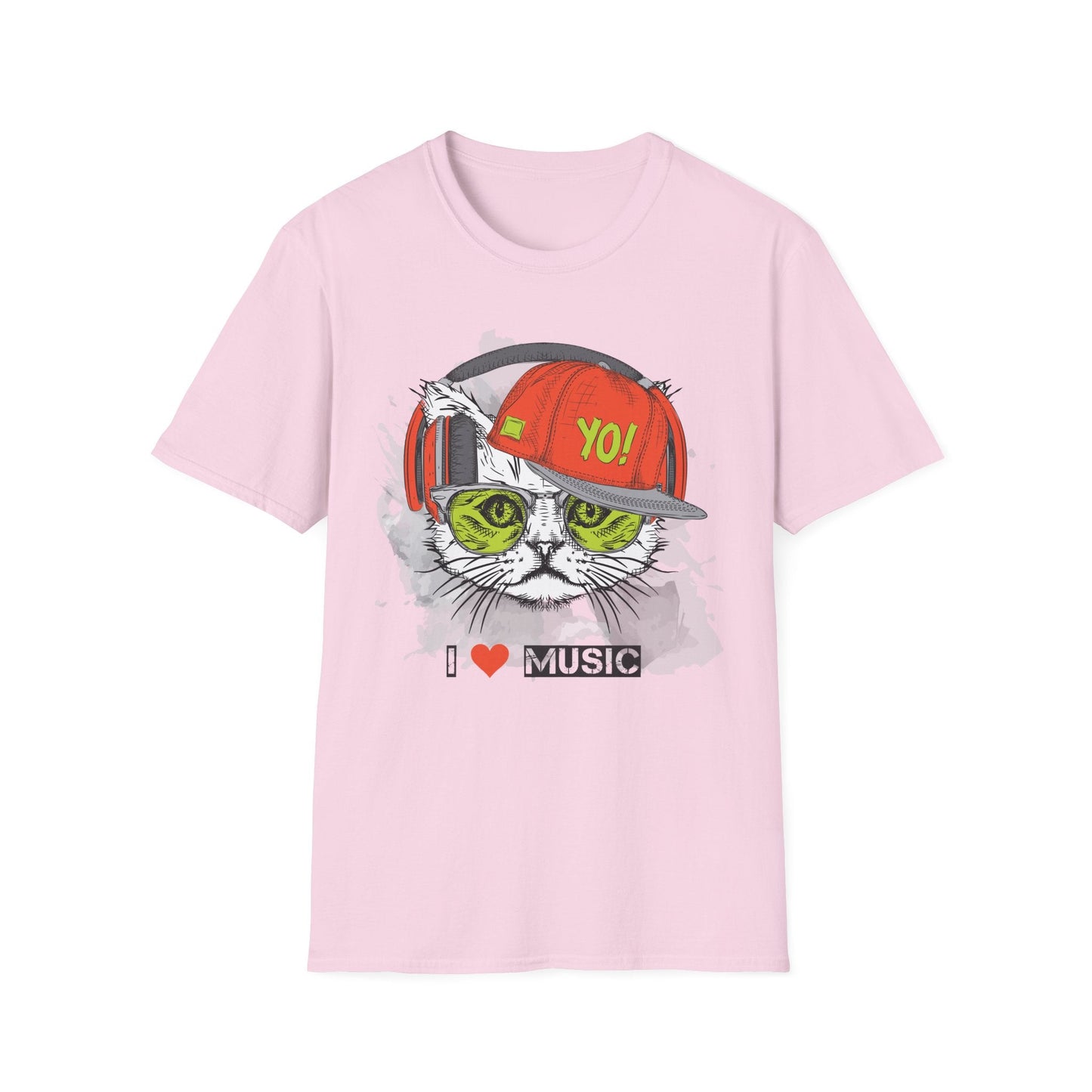 I Love Music Animals Shirt With Headphones Unisex Softstyle Tee Gildan 64000 Cotton Comfort