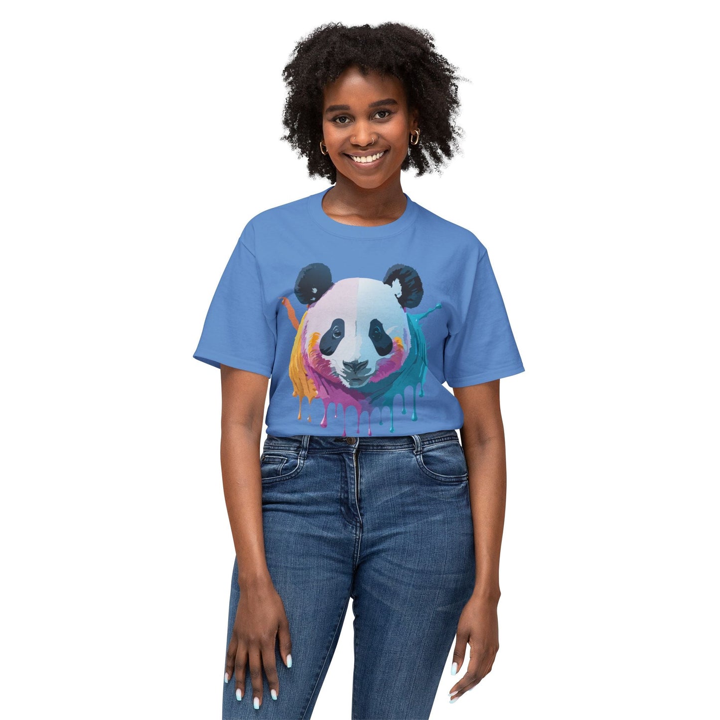 Unisex Panda Art Tee With Floral Print Premium Vintage Style HD Cotton Shirt Comfortable