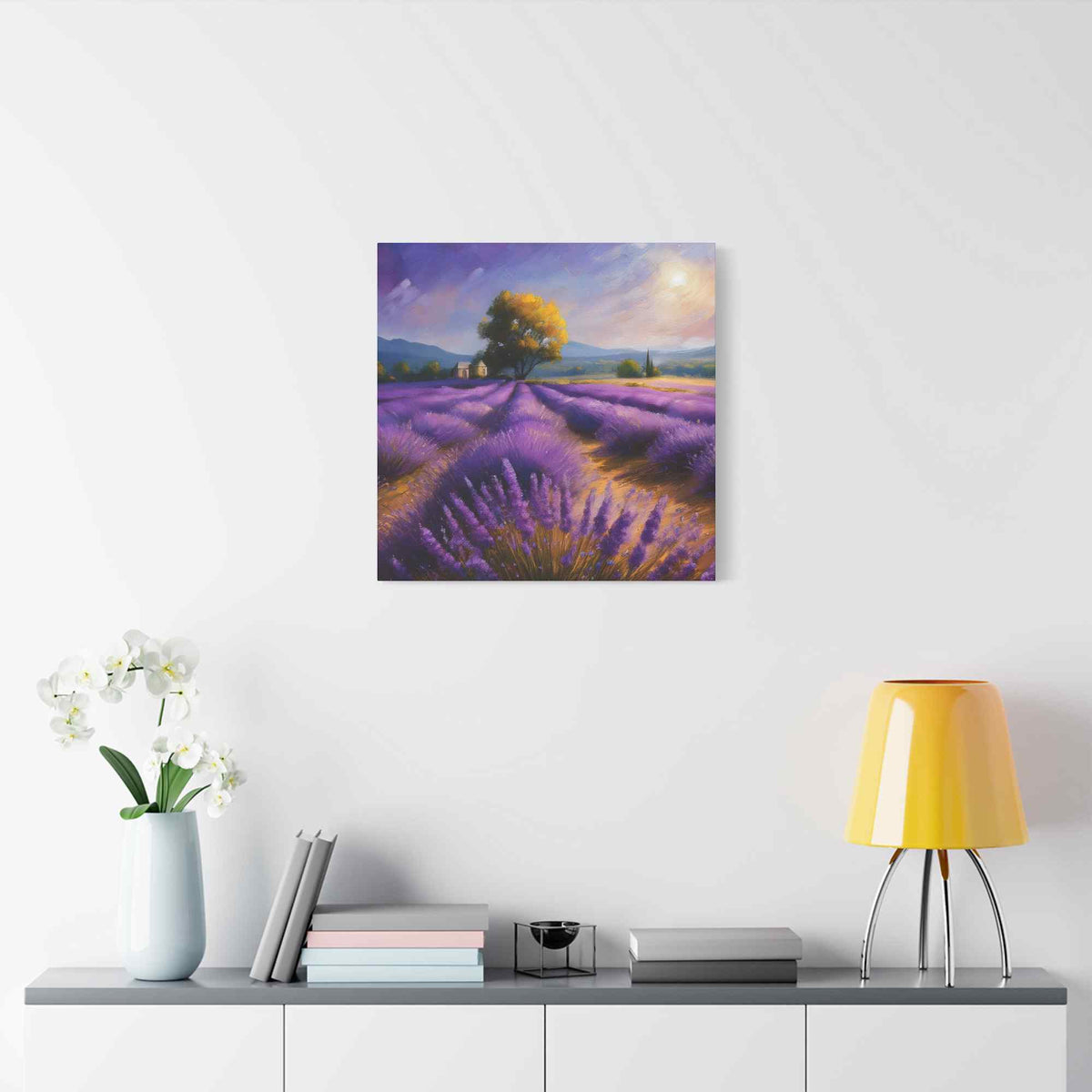 Lavender Landscape Print Canvas, Landscape Oil Paint Print 20x20, 24x24, 30x30, 32x32, 36x36 Art Design Print Non-Frame MC-35