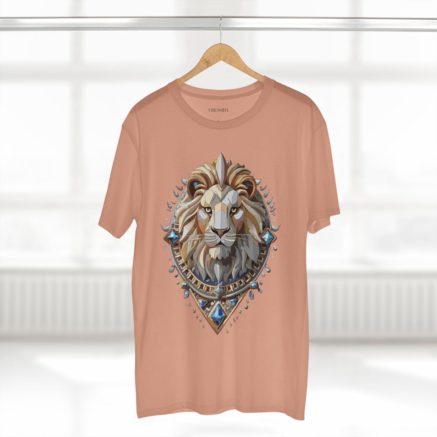 Lion Graphic Unisex 100 Cotton Tee With Unique Animal Golden Medallion Art Design 7
