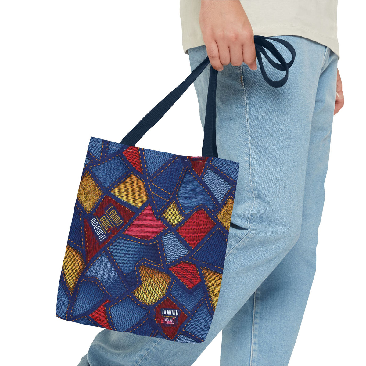 Denim Fabric Imitation Print Unisex Canvas Bag Poly Spun 3 Sizes Tote Bag 140