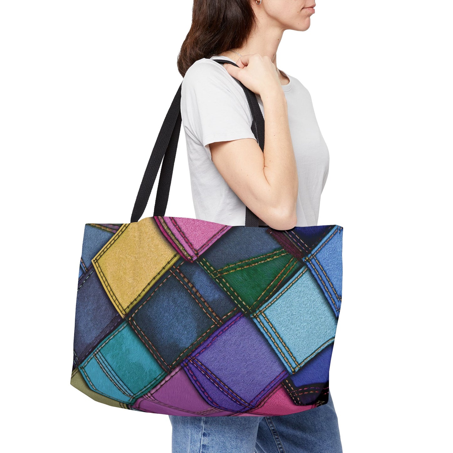 Denim Print Yoga Bag High-Quality 100% Spun Polyester 24x13 Canvas Gym Bag 29-2