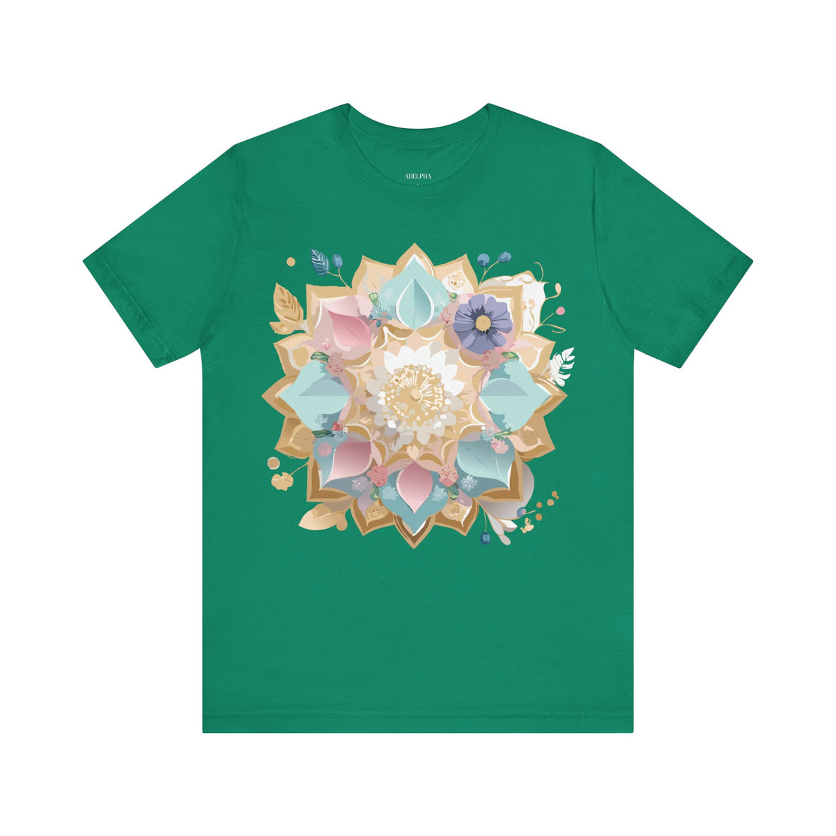 Mandala Graphic Unisex Cotton Bella+Canvas Tee with Floral Art Design d26