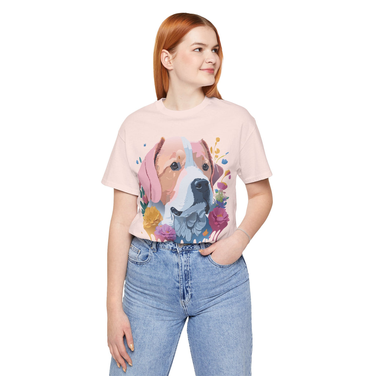 Dog Graphic Unisex Cotton Bella+Canvas Tee with Art Animal Design e116