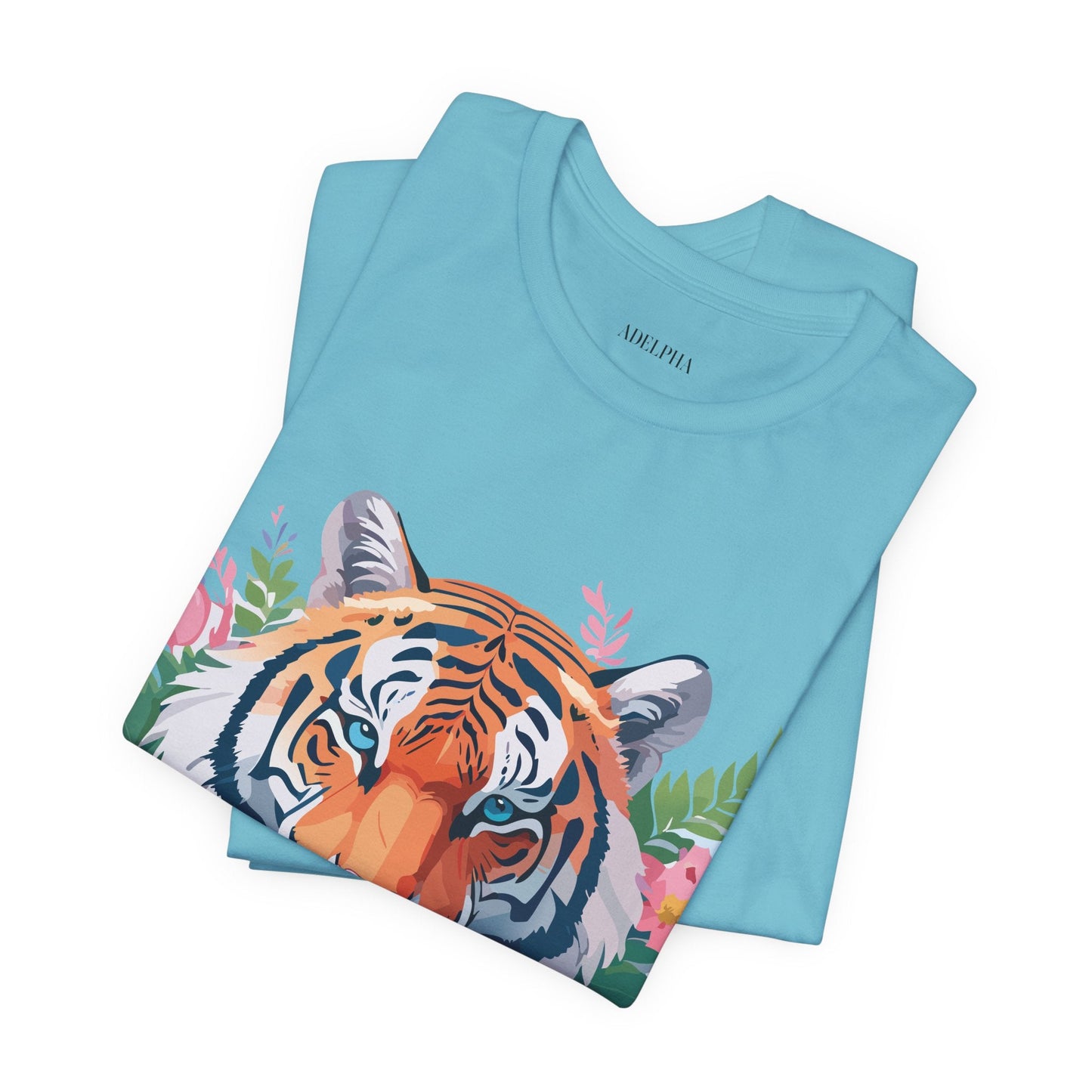 Tiger Graphic Tee Unisex Short Sleeve Shirt With Vintage Inspired Artwork By Adelpha