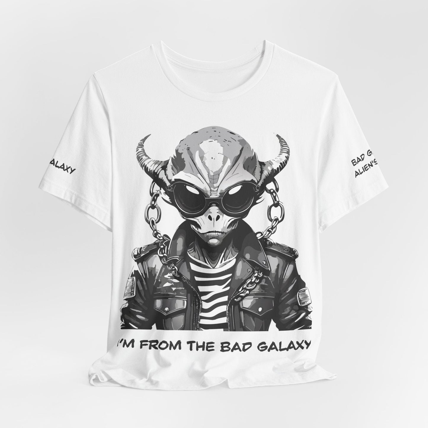 Tee Shirt With Alien From Bad Galaxy One Hundred Percent Cotton Lightweight USA Made With Eco Inks