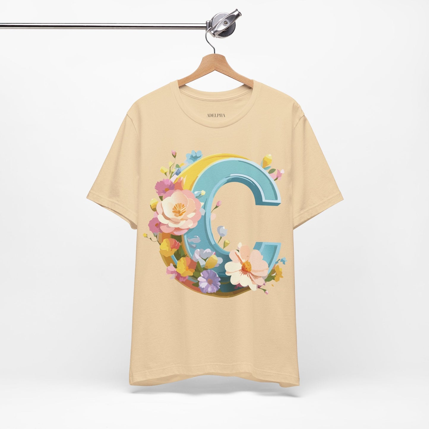 Letter C Shirt Graphic Tee Unisex Vintage Art Design Tee Adelpha Premium Short Sleeve