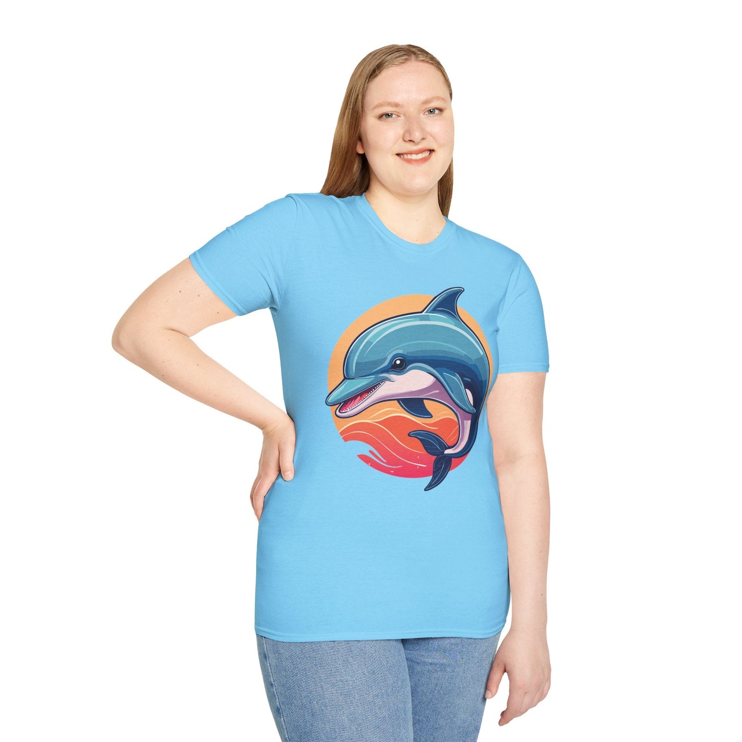 Unisex Dolphin Shirt Gildan Softstyle 64000 Tee 100 Percent Ring Spun Cotton Breathable Comfort