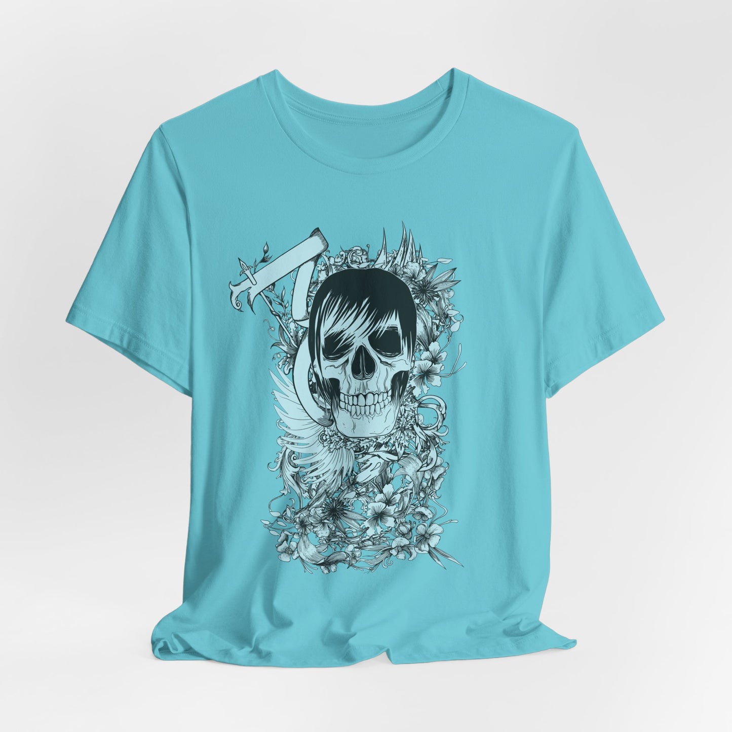 Sky Skull Graphic Design Tee, Skull Shirt, Vintage Tees, Art Design T-Shirt, Vintage Graphic Tee, Art Shirts with Skulls