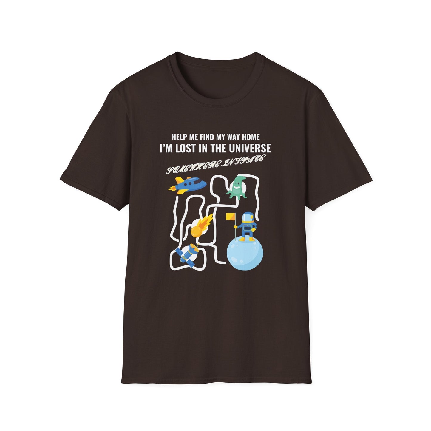 Lost in the Universe TShirt Unisex Cotton Cute Space Maze Graphic Tee