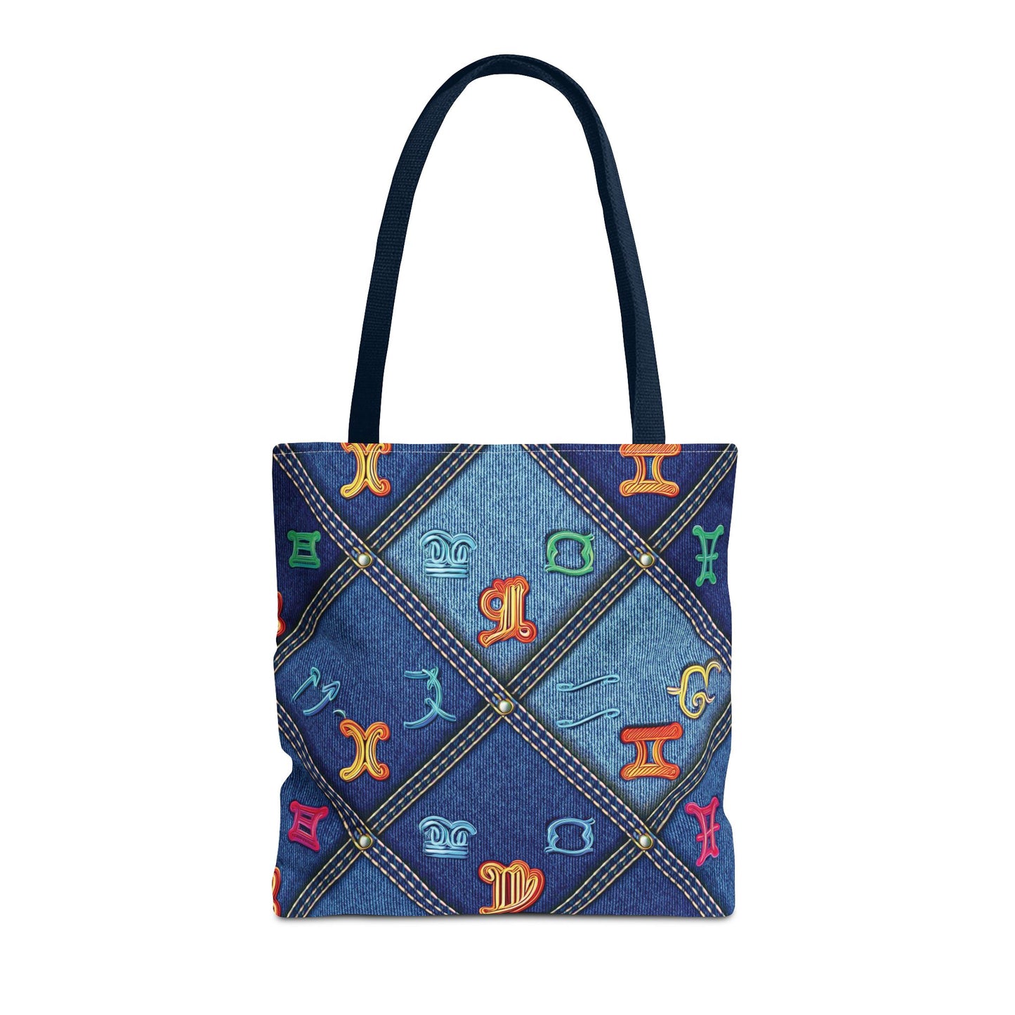 Denim Fabric Imitation Print Unisex Canvas Bag Poly Spun 3 Sizes Tote Bag 184-8