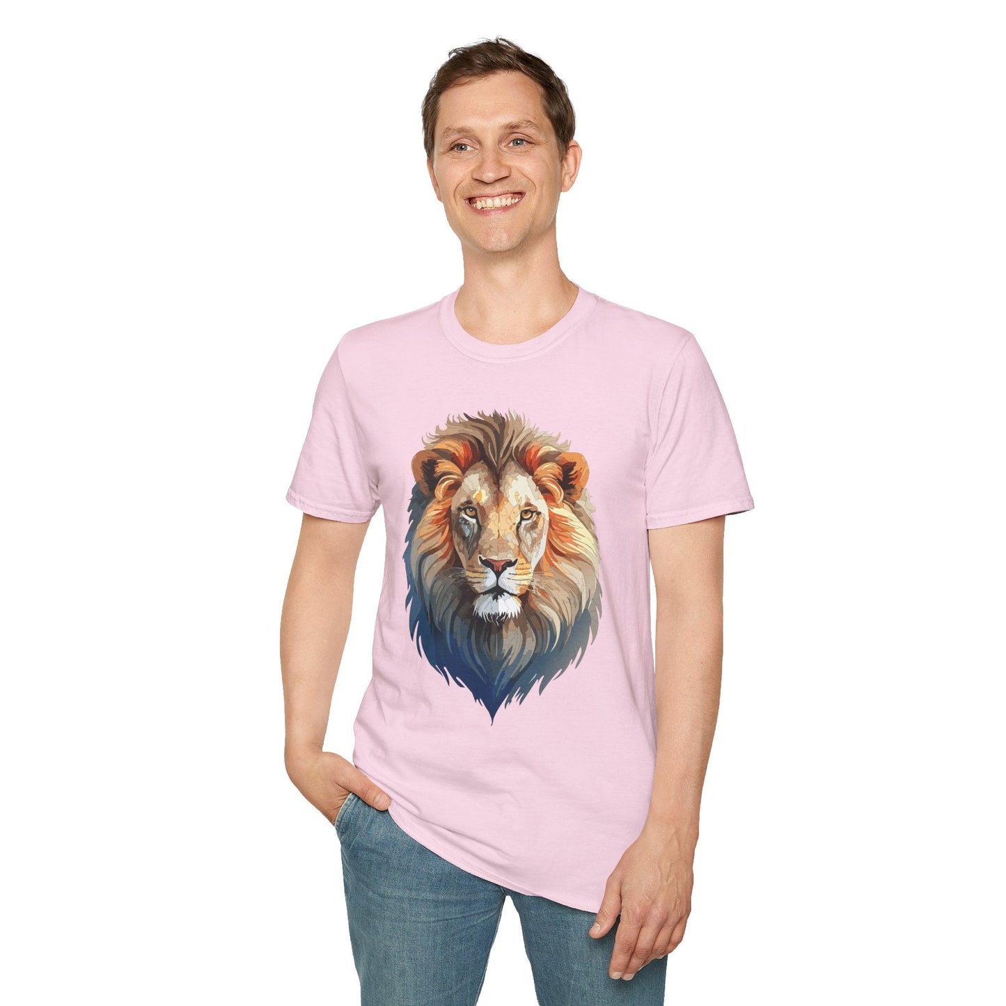 Gildan Softstyle Lion Print T Shirt Floral Tee For Unisex Everyday Comfort