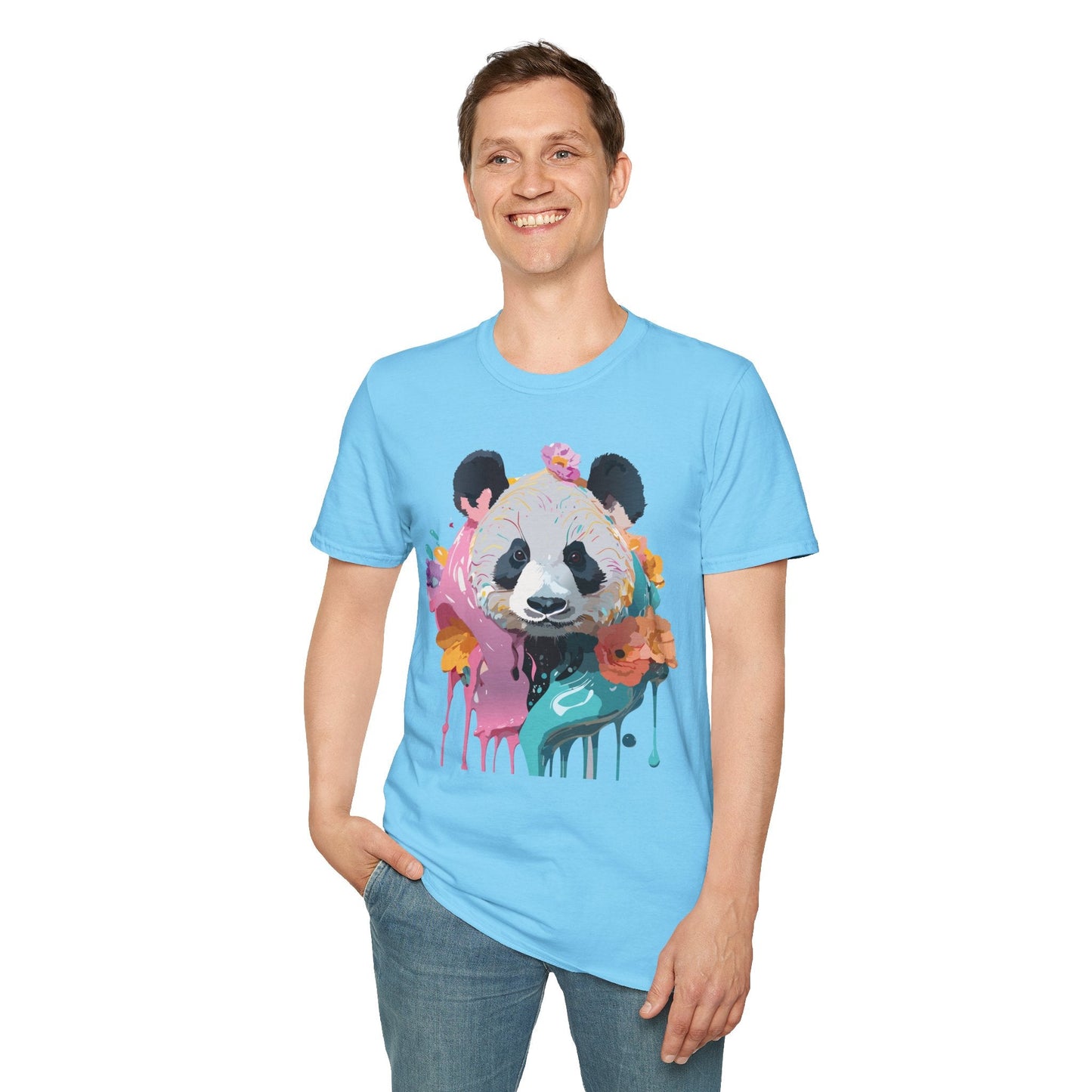 Gildan Softstyle Panda Shirt Unisex T Shirt With Panda Animal Design 100 Percent Cotton Tee