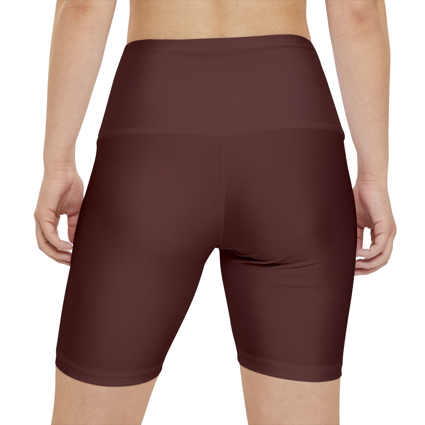 Bordo Espresso Women's High-Waist Workout Shorts — Solid Burgundy Active Biker Shorts