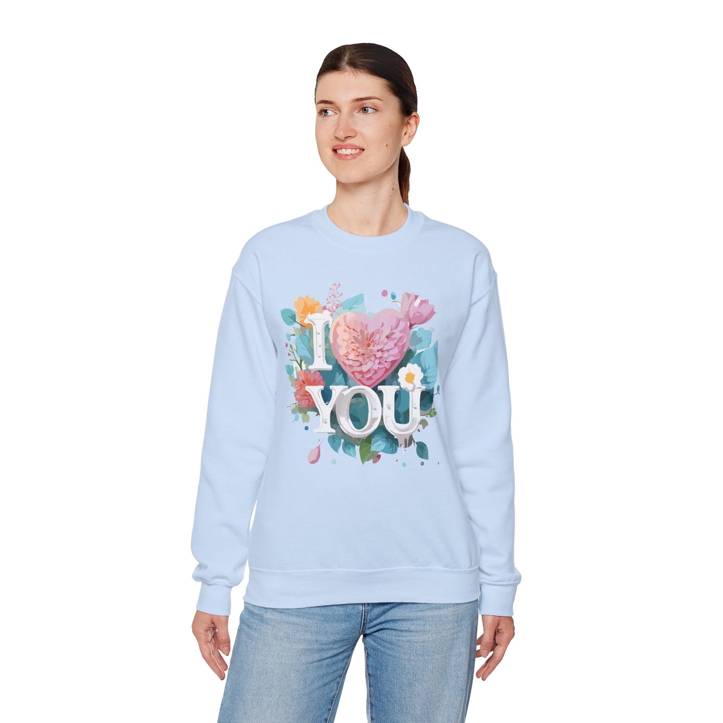 Floral Love Sweatshirt Unisex Valentines Day Gift 50 50 Cotton Polyester Crewneck