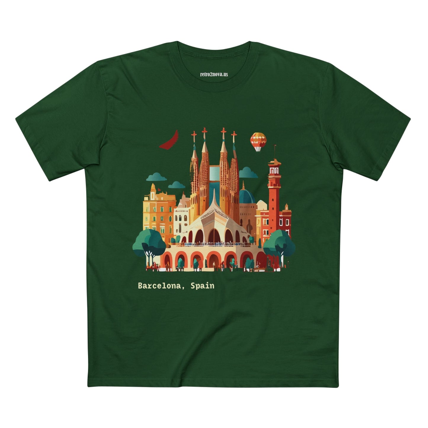 Barcelona Travel Shirt Unisex Cotton Art Tee Retro2Nova Premium Quality Original Art Design