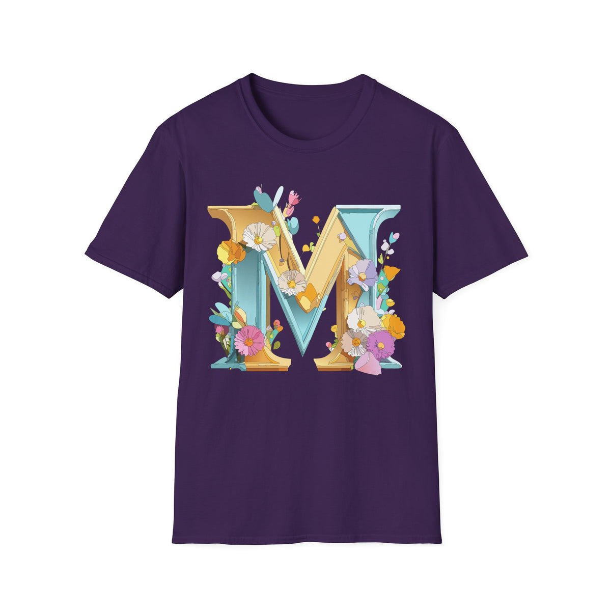 Floral Letter M T-Shirt | Botanical Monogram Initial Tee