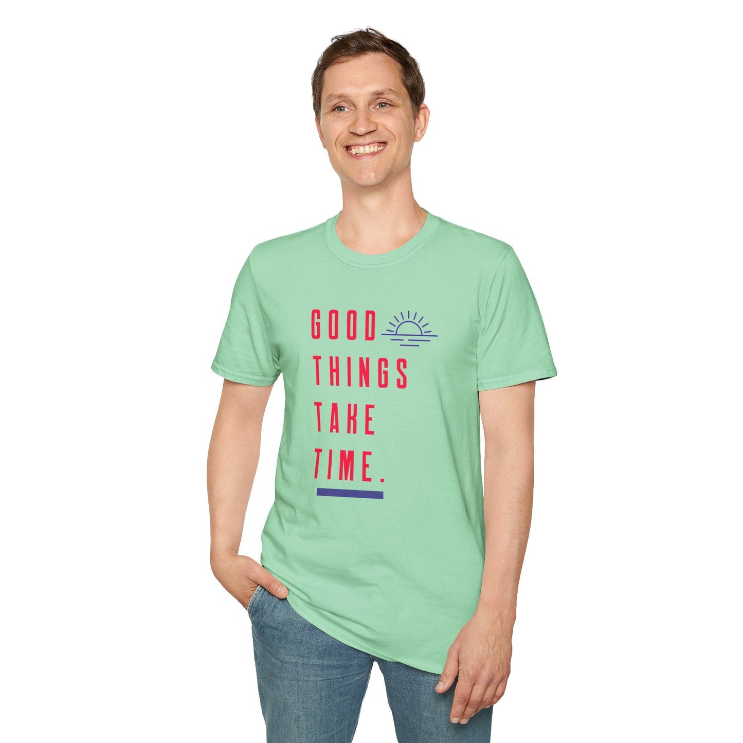 Positive Slogan T Shirt Unisex Gildan Softstyle 64000 Ring Spun Cotton Tee With Positive Words