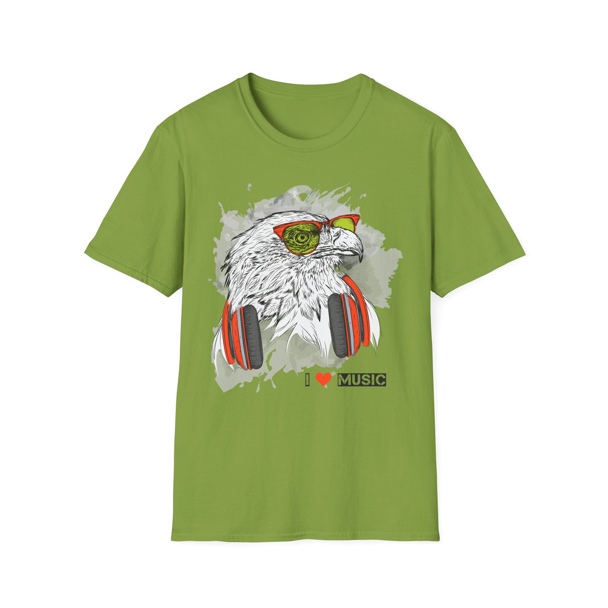 Eagle with Headphones T-Shirt Unisex Cotton Short Sleeves I Music Graphic Tee