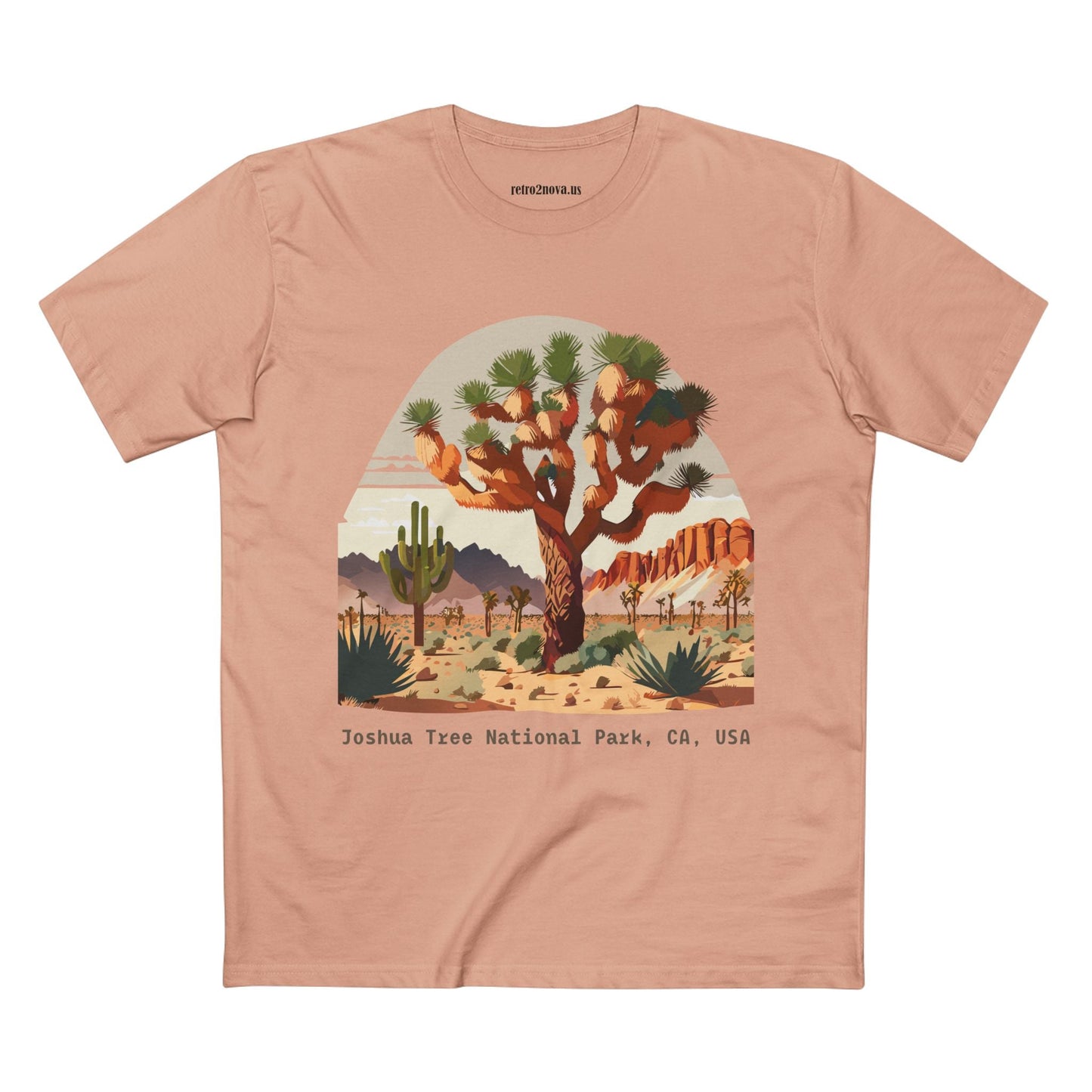 Joshua Tree Travel Shirt Unisex Premium Cotton Tee With Original Art Design Retro2Nova