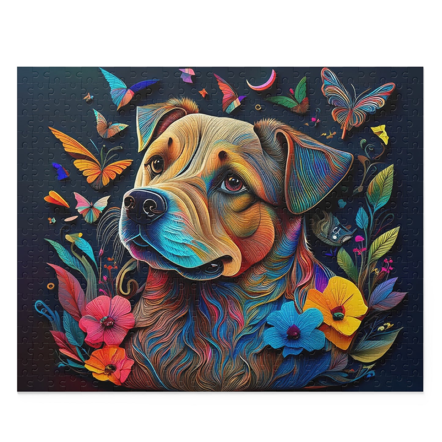 Cute Floral Dog Face Puzzle 500-Piece  Floral Dog Puzzle 500-Piece Ages 9+