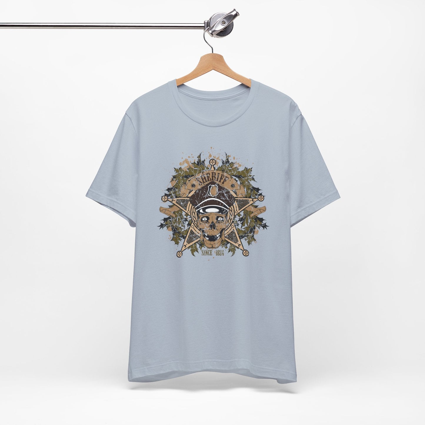 Skull Floral Emblem Graphic Unisex Cotton Tee Art-45
