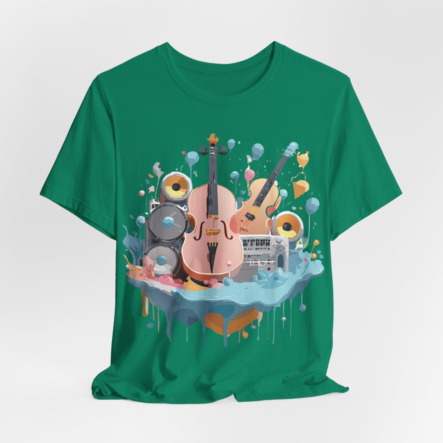 Music Graphic Unisex 100 Cotton Vintage Art with Musical Elements Tee 90