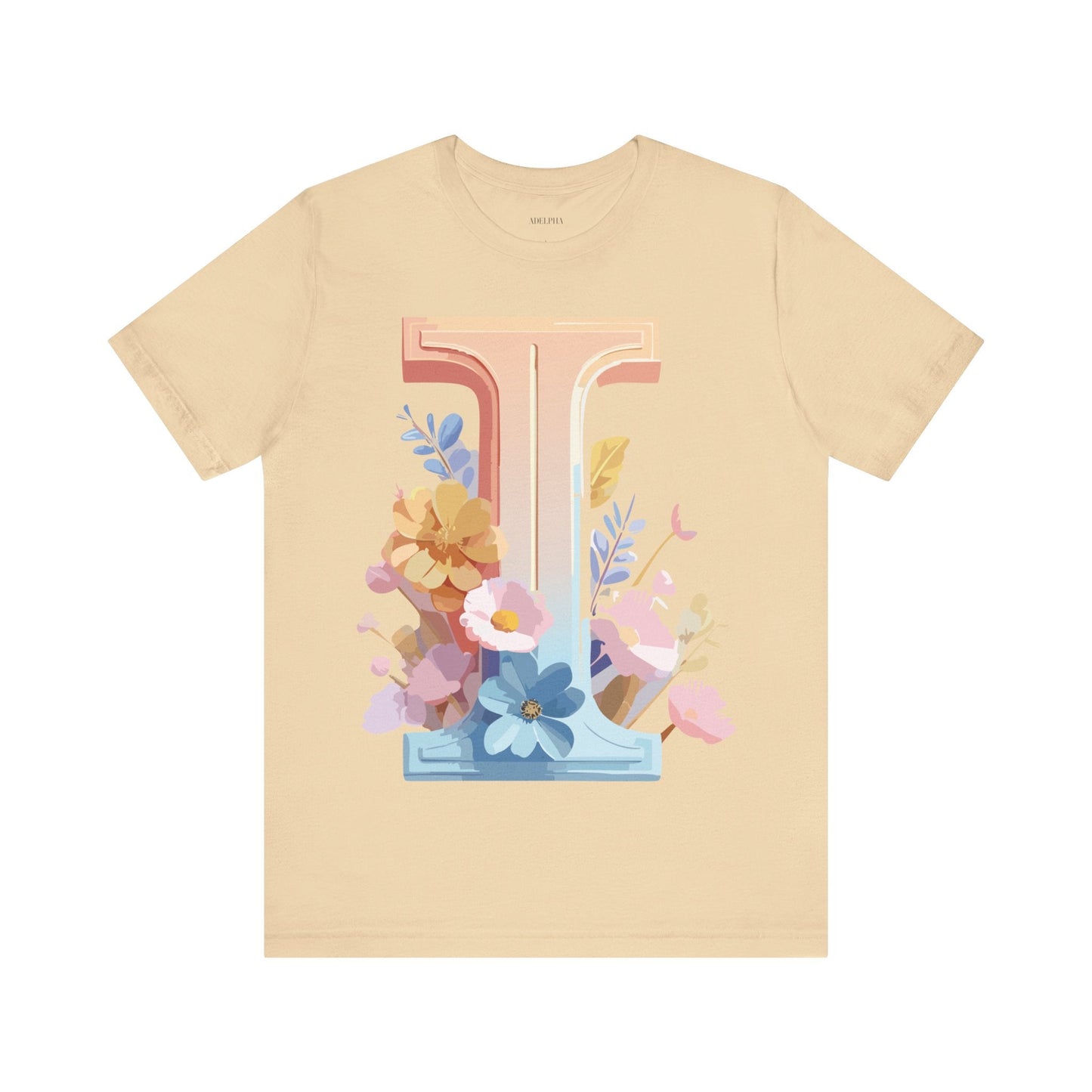 Vintage Inspired Letter I Shirt Unisex Graphic Tee Short Sleeve by Adelpha Premium