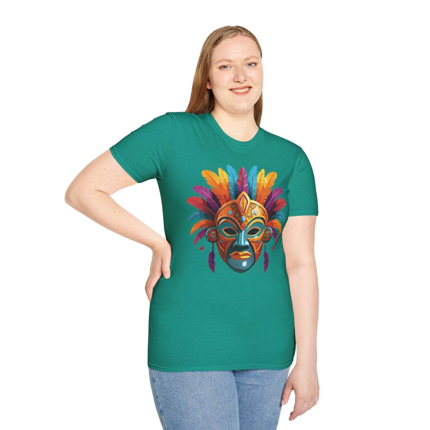 Unisex Gildan Mask T Shirt Softstyle 64000 With Art Design Lightweight Cotton Tee