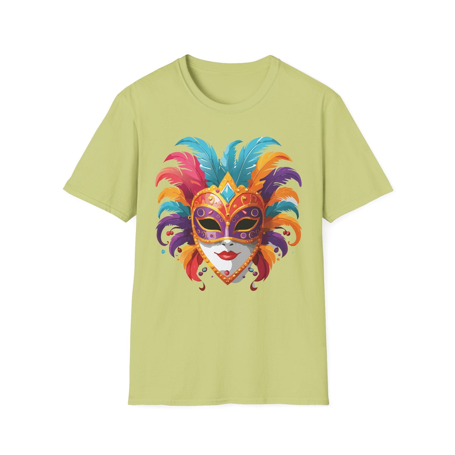 Unisex Gildan Softstyle Mask Tee Shirt With Art Design Casual Everyday Wear Masquerade Tee