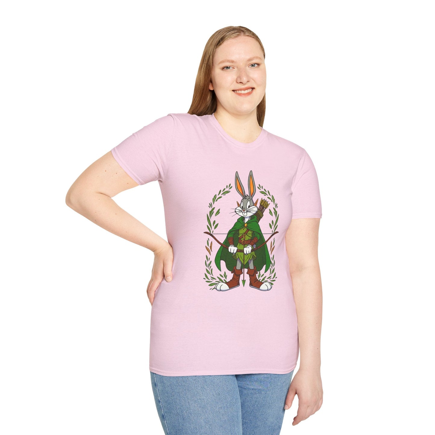 Bugs Bunny T Shirt Cartoon Art Tee Unisex Gildan Softstyle 64000 100 Percent Ring Spun Cotton