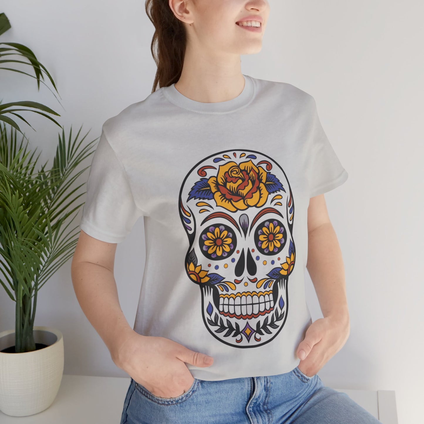 Unisex Cotton Tee Shirt with Skull