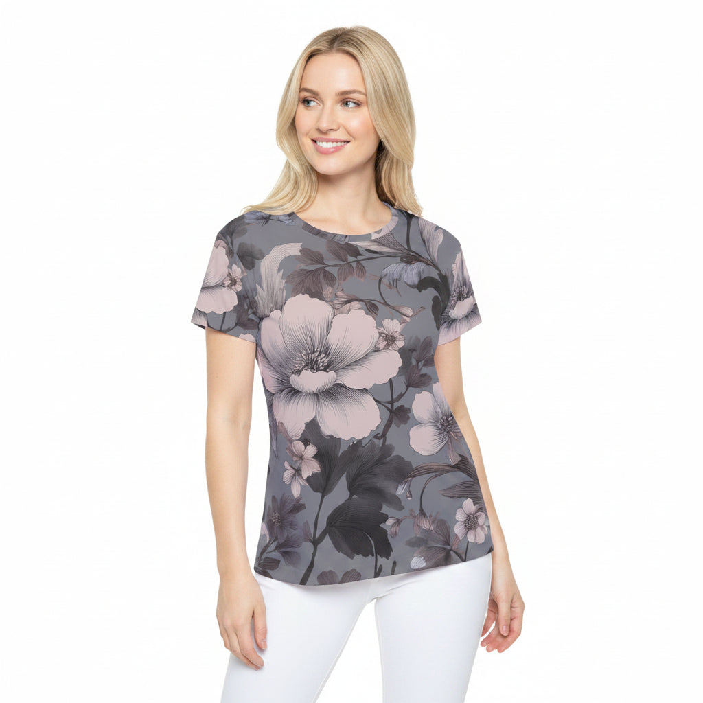 Women Poly T-Shirt with Floral Print