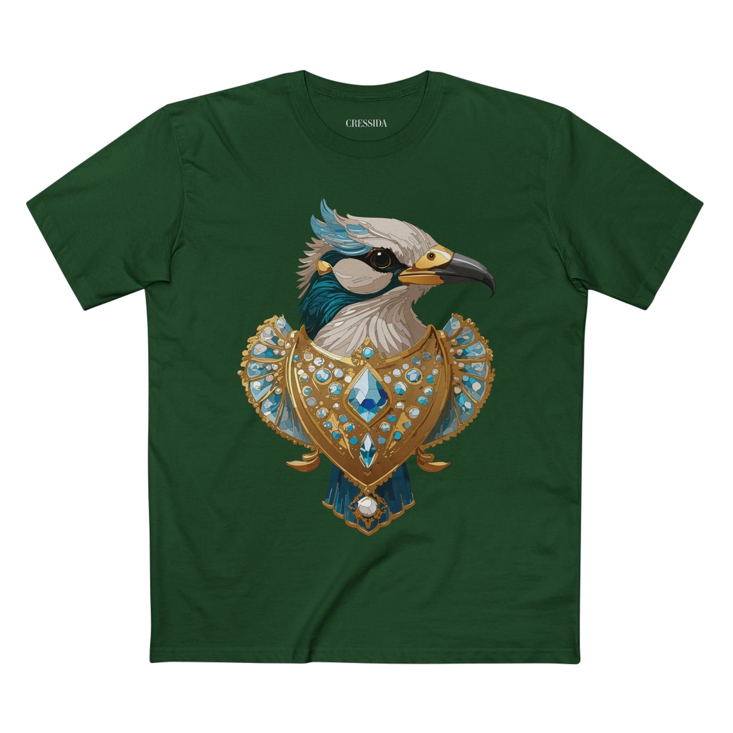 Bird Graphic Unisex 100 Cotton Tee With Unique Animal Golden Medallion Art Design 17