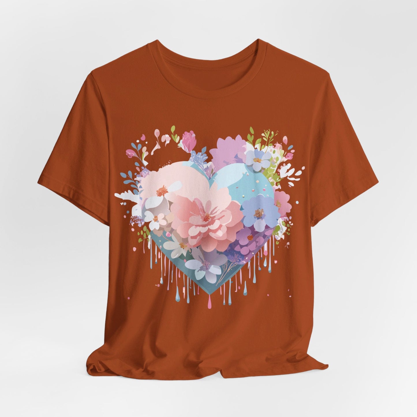 Valentine Day Graphic Unisex 100 Cotton Vintage Artwork with Love and Flower Design Tee 32