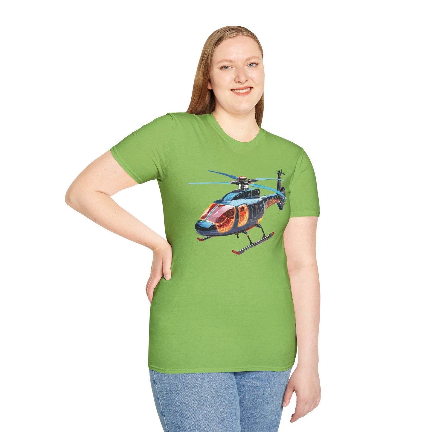 Unisex Helicopter Chopper Shirt Graphic Tee Softstyle 64000 100 Percent Ring Spun Cotton