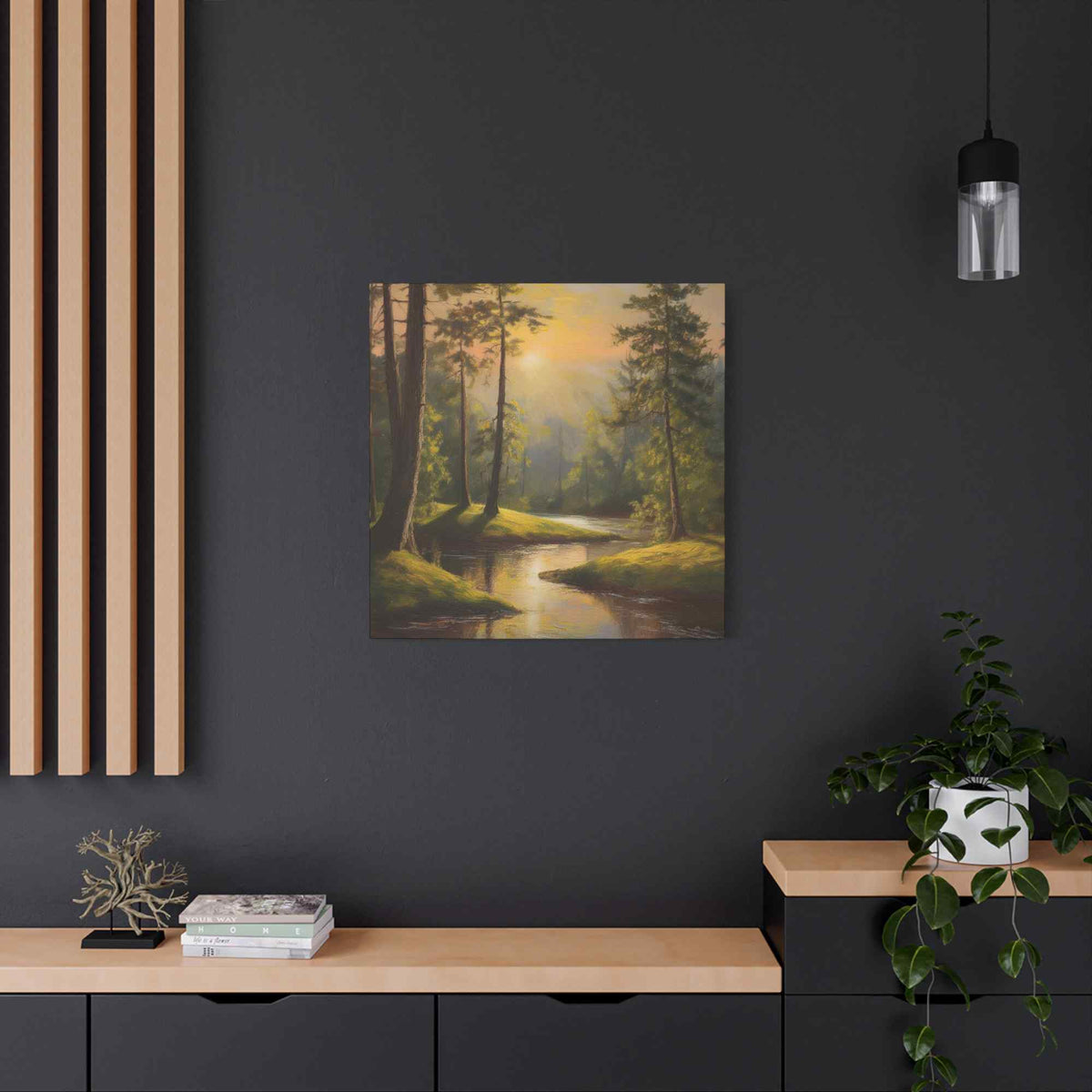 Forest Print Canvas, Trees Oil Paint Print 20x20, 24x24, 30x30, 32x32, 36x36 Art Design Print Pine-Wood Inner Frame MC-68