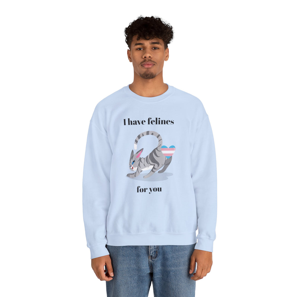 Cat Graphic Valentine's Day Sweatshirt Unisex 50/50 Cotton-Poly Animal Sweatshirt w05