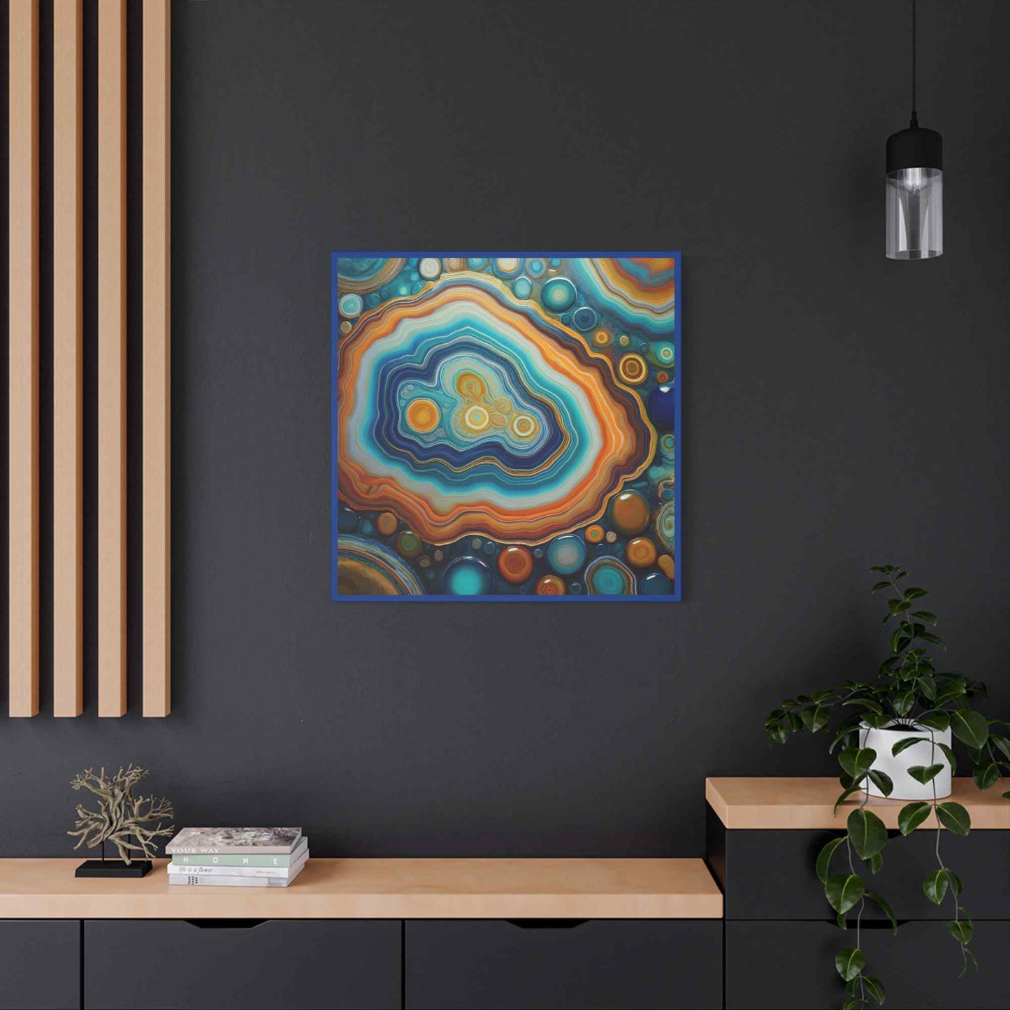 Agate Stone Graphic Print Canvas, Oil Paint Print 20x20, 24x24, 30x30, 32x32, 36x36 Canvas Pine-Wood Inner Frame MC-190