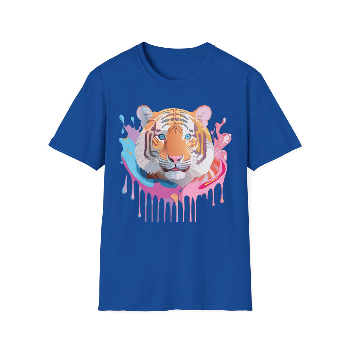 Colorful Tiger Face T-Shirt | Watercolor Drip Animal Graphic
