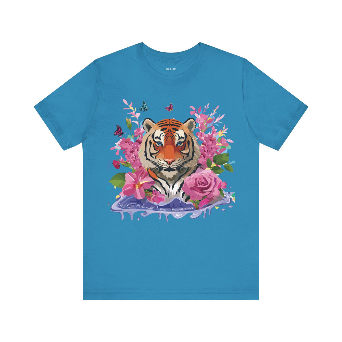 Tiger Graphic Unisex Cotton Bella+Canvas Tee with Art Animal Design e65